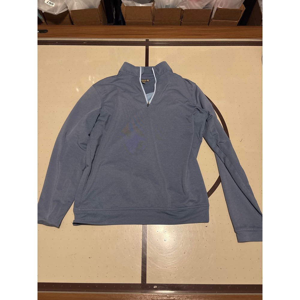 72 Peter Millar Crown Sport Mens Blue Quarter Zip Pullover Golf Sweater Small